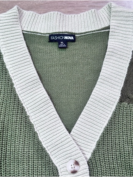 Fashion Nova Cropped Color Block Button Cardigan - Picture 12 of 16